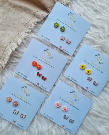 blossom earrings card for return gifts including pretty little flower and butterfly studs
