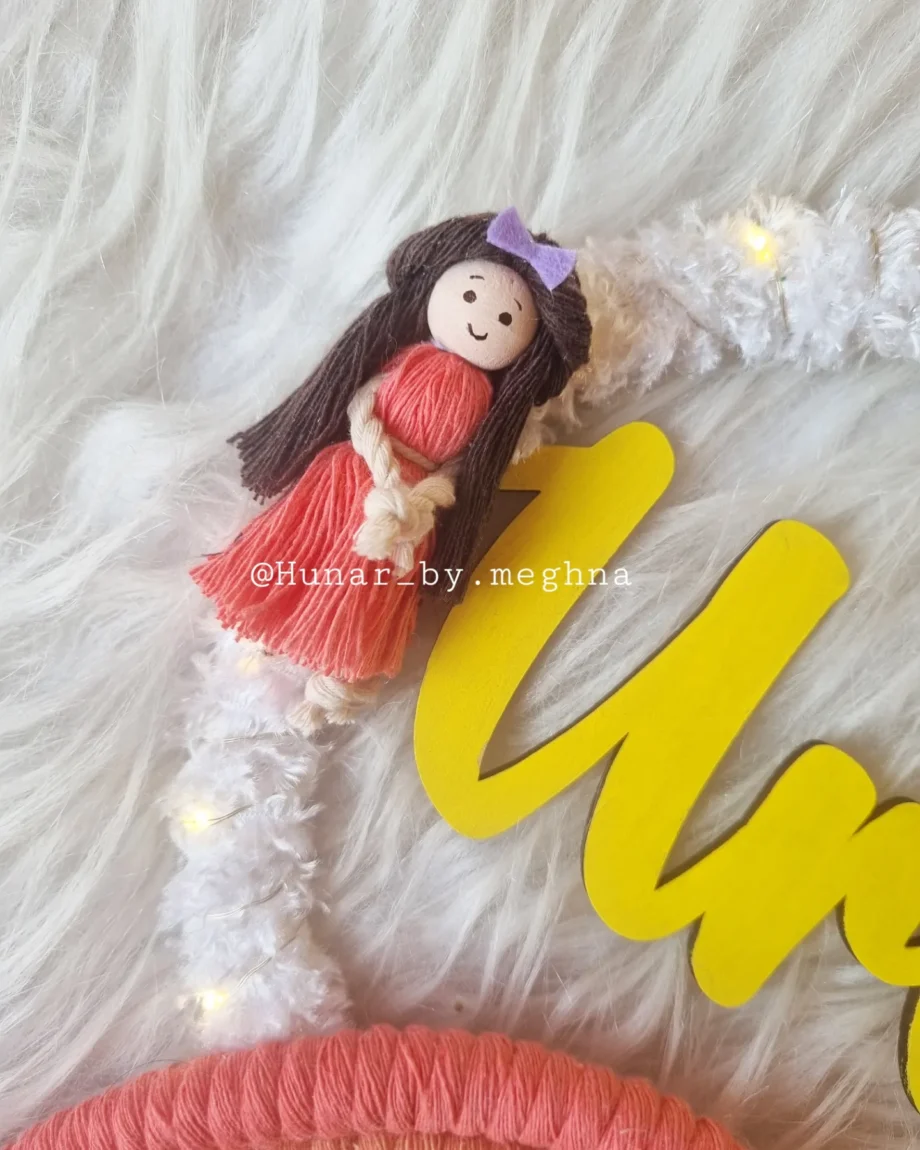 macrame handcrafted doll name hanging for kids nursery decor