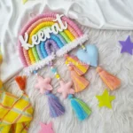 macrame handmade rainbow name hanging