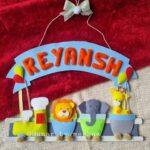 train jungle animal theme felt name banner hanging