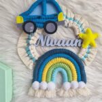 macrame rainbow name hanging for kids room decor nursery decor