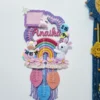 floral macrame rainbow name hanging
