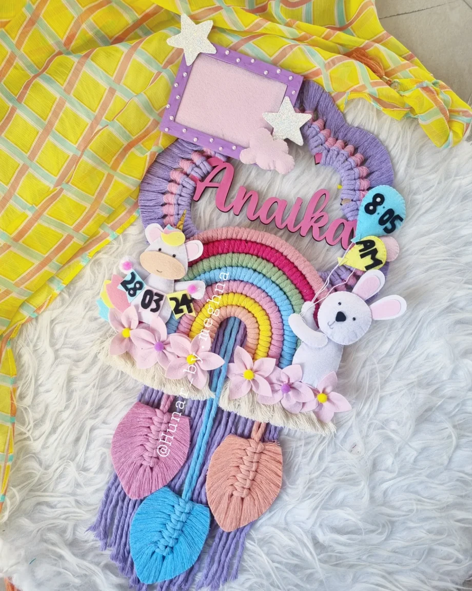 baby birth stats rainbow name hanging