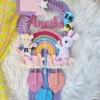 handcrafted macrame and felt name hanging for kids room decor