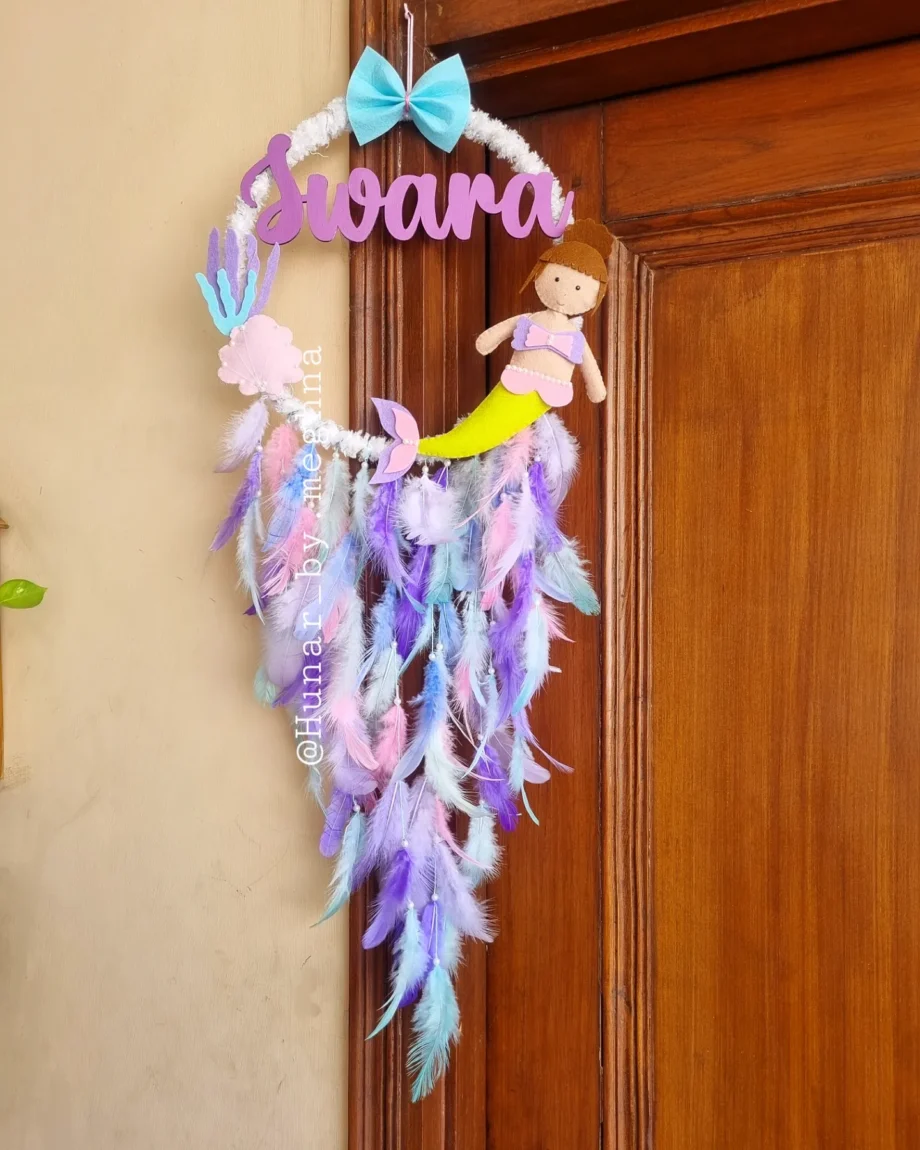 mermaid dreamcatcher with name for kids room decor
