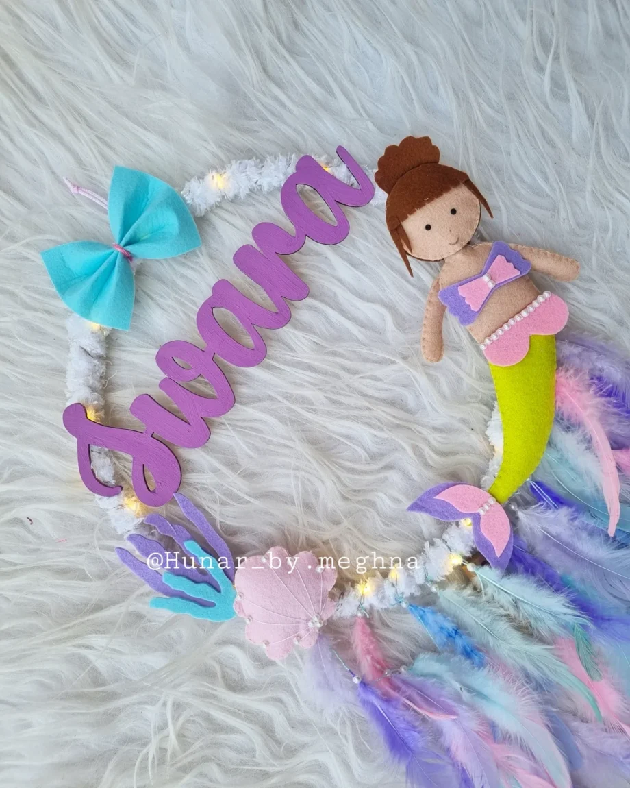 mermaid sea world theme name hanging for kids room decor