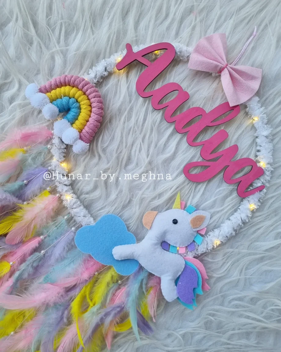 unicorn dreamcatcher name hanging for kids room decor