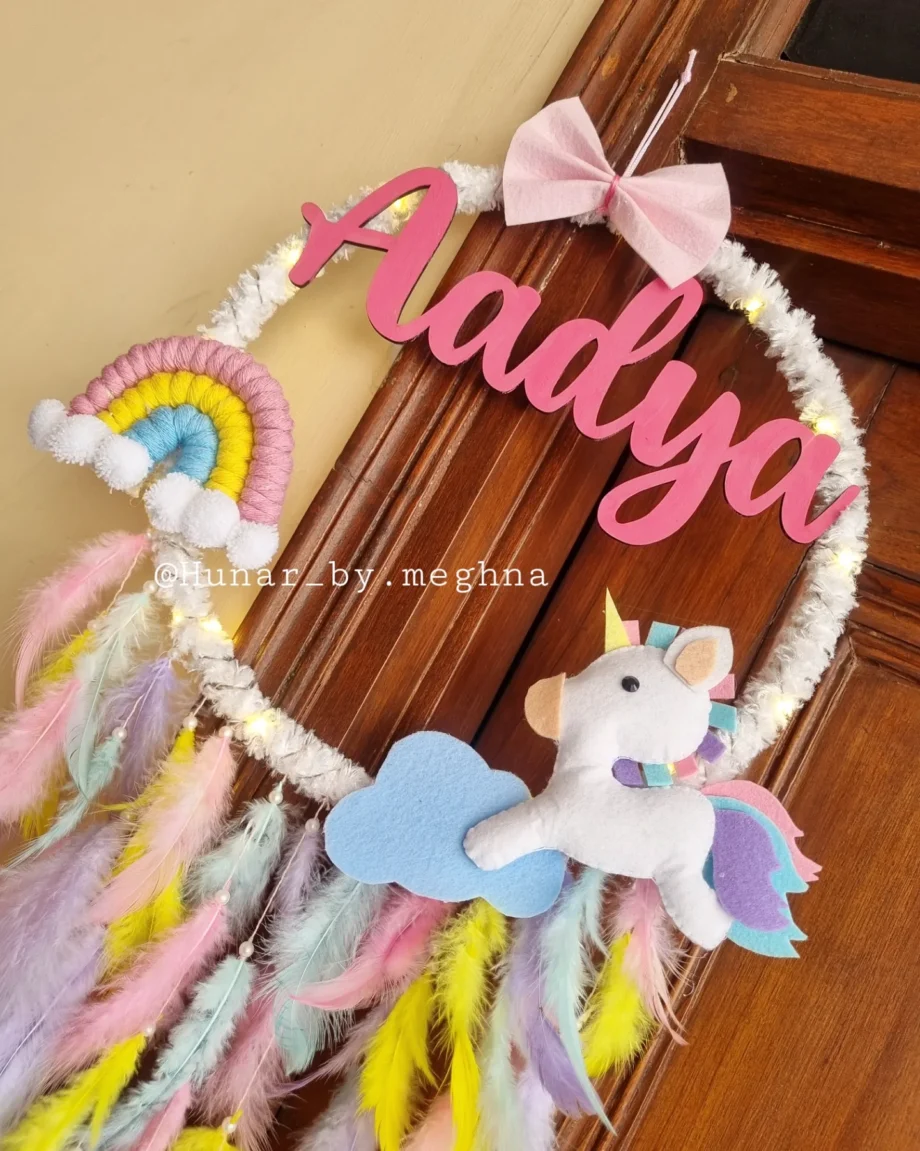 handmade unicorn name hanging for nursery decor