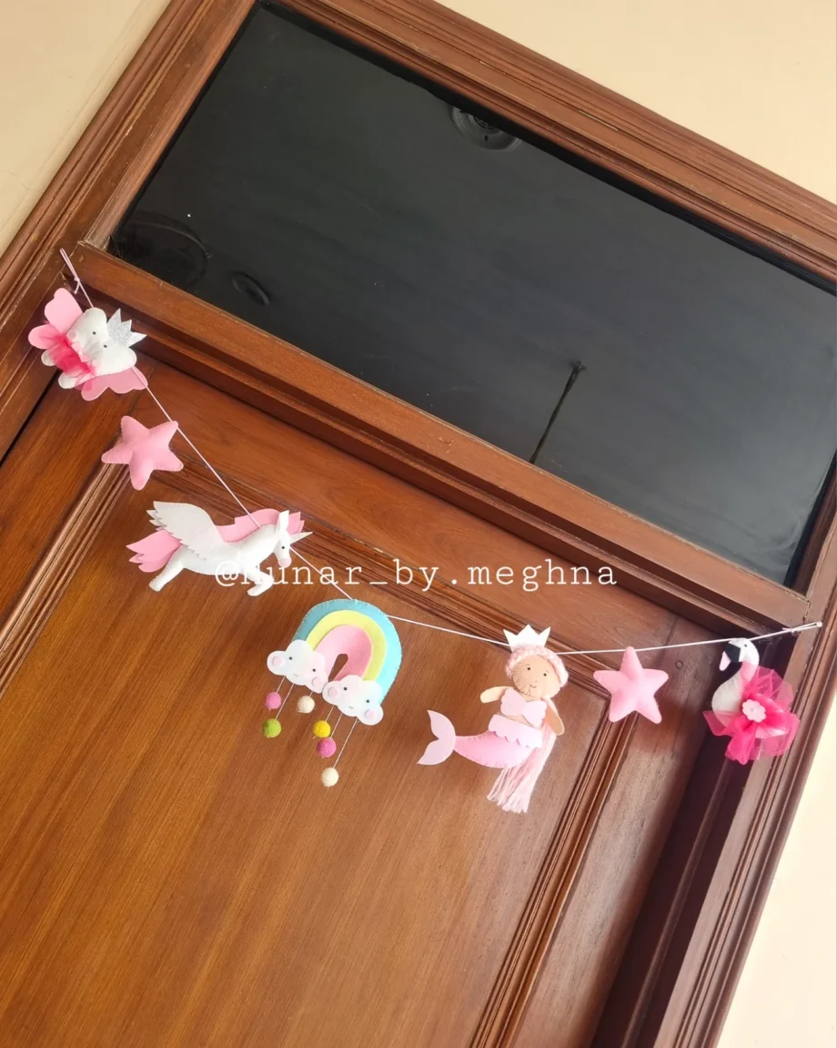 pink pretty bunting for nursery and crib decor