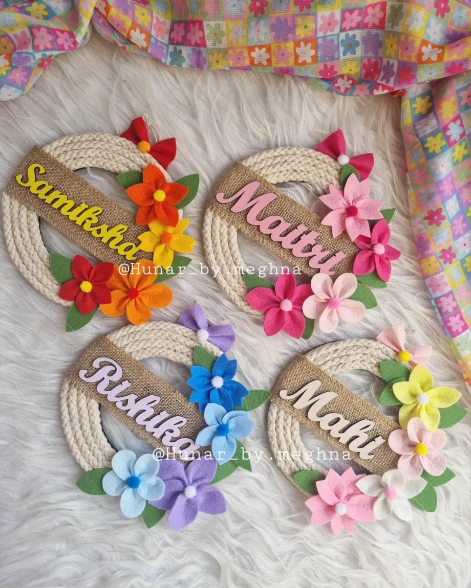 floral name hanging for personalized room decor