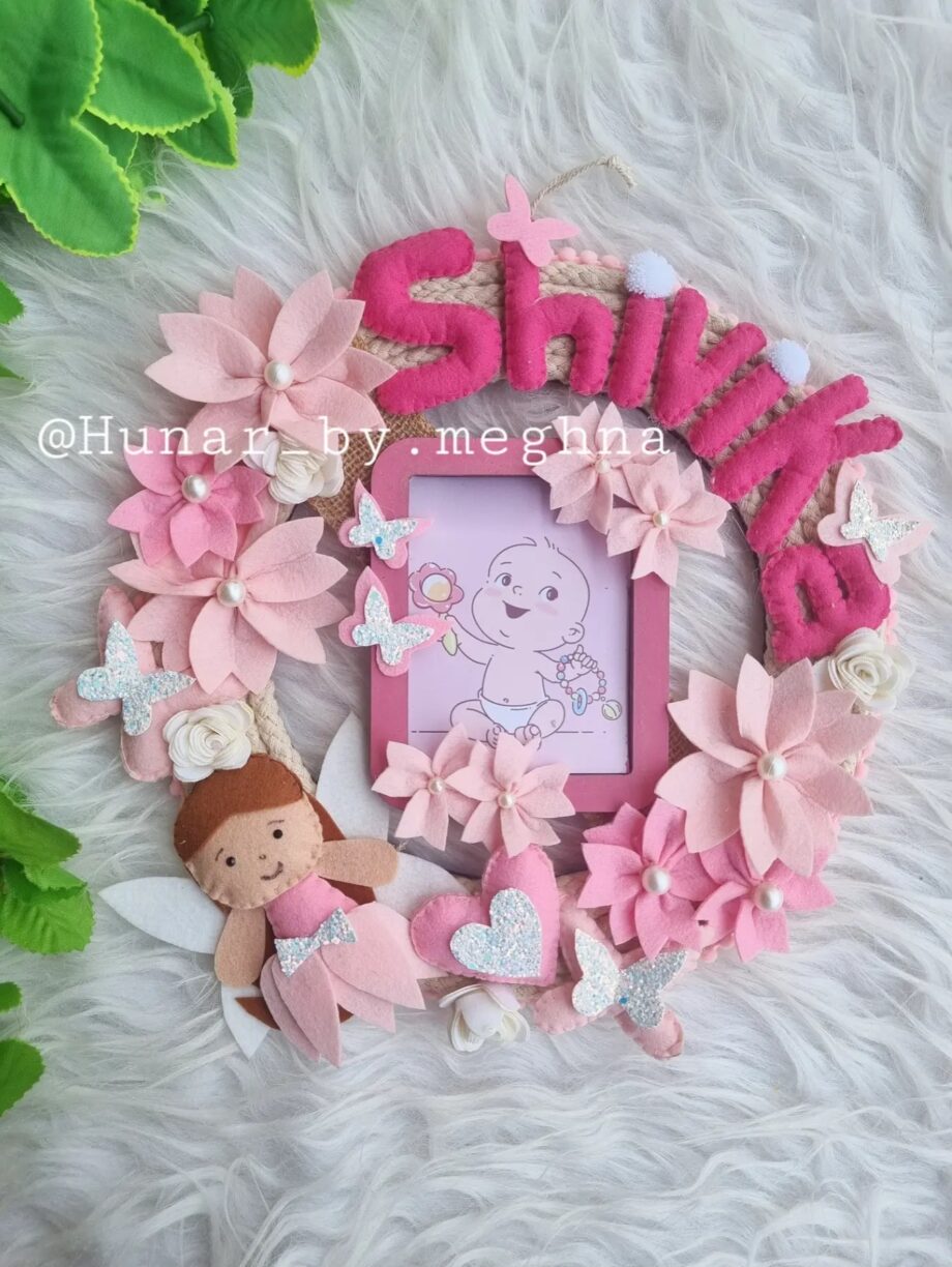 pink floral fairy name hanging