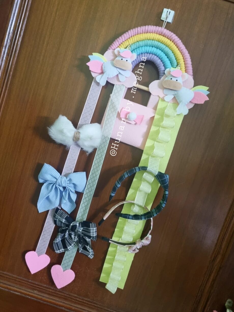 macrame rainbow hair accessories organizer