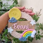 macrame rainbow handmade name hanging