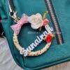 floral wreath mini personalized name keychain