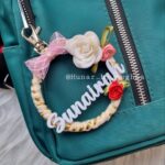 floral wreath mini personalized name keychain