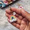 mini rainbow macrame handcrafted personalized keychains