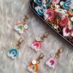 mini rainbow macrame handcrafted personalized keychains