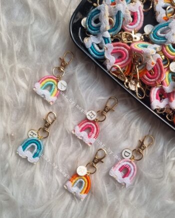 mini rainbow macrame handcrafted personalized keychains