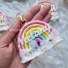 personalized pastel rainbow name keychain