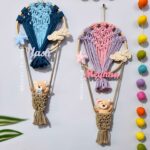 macrame hot air balloon name hanging for kids nursery room decor