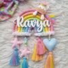 Rainbow unicorn name hanging kids room decor