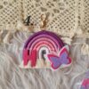 pink, purple macrame butterfly personalized name initial keychain