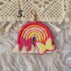 peach pink butterfly name initial personalized bag charm keychain