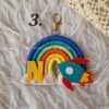 rocket rainbow macrame keychain handcrafted
