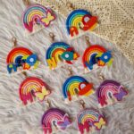 personalized name initial keychains rainbow macrame