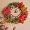 floral macrame wall clock handcrafted with cotton macrame threads