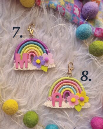 floral theme macrame rainbow keychain bag charm