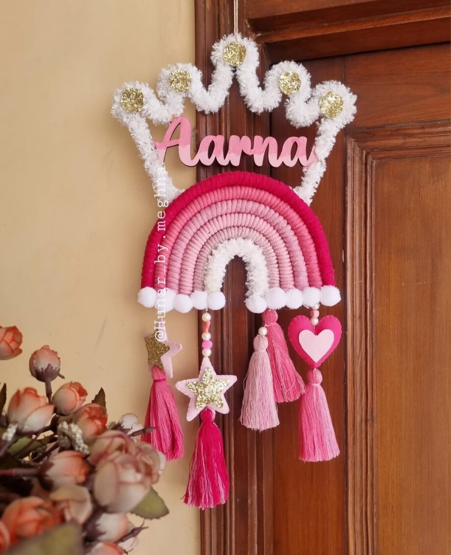 ombre pink rainbow princess name hanging