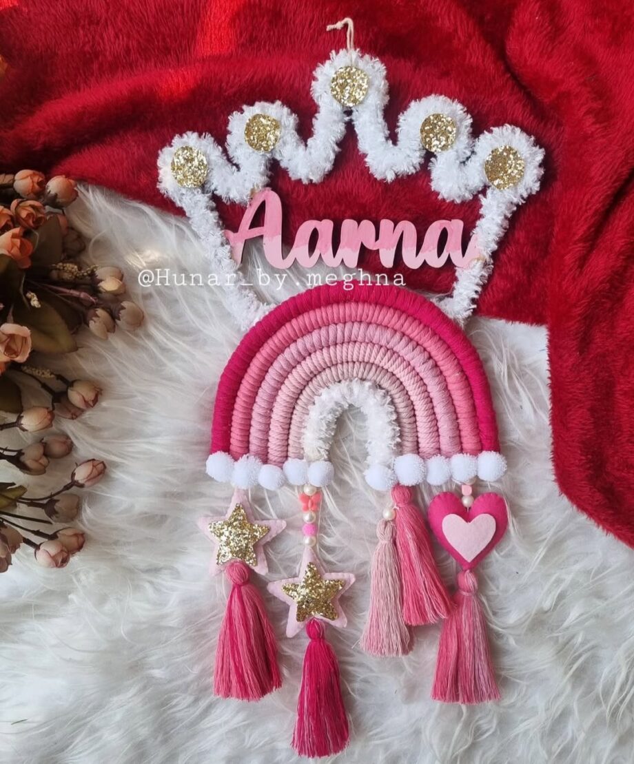 princess crown pink ombre name hanging for girls room decor