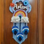 evil eye macrame rainbow leaf name hanging for personalized decor and gifting