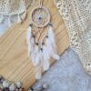 evil eye theme hanging dreamcatcher small with white feathers