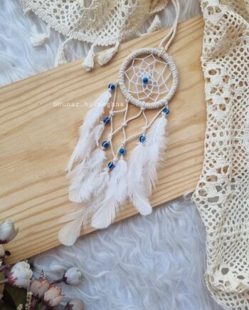 evil eye small dreamcatcher in white for car hangings and return gifts