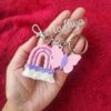 pink color butterfly rainbow keychain charm with name