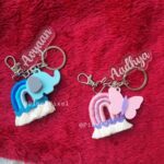 personalized rainbow keychains with multiple charms and name
