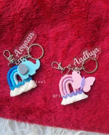 personalized rainbow keychains with multiple charms and name