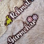 dinosaur and flower theme aesthetic name plate