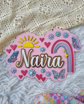 floral and butterfly name hanging for nursery decor and kids room decor