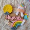 macrame rainbow unicorn felt Name hanging for kids room decor
