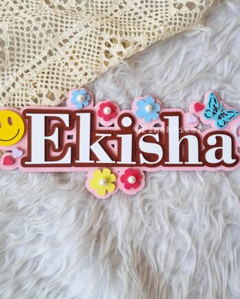 floral acrylic lasercut mdf name plates for kids, house plate, office and much more