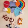 felt cute handmade animals theme name hanging for kids personalized room decor