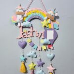 baby birth stats rainbow and unicorn name hanging