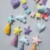 plushy heart stars and unicorn name hanging with rainbow