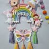 kids personalized handcrafted rainbow name hanging with felt animals and butterfly mdf with DOB