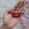 kids red car rakhi with name and reusable as fridge magnet