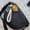 macrame wristlet with cute macrame leaf charm and personalized acrylic name tags bag charm luggage tag keychain
