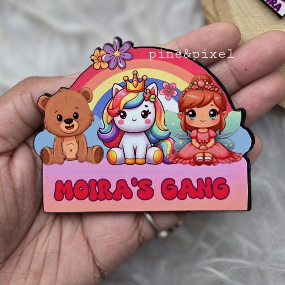 personalized unicorn teddy fairy rainbow name fridge magnet return gifts